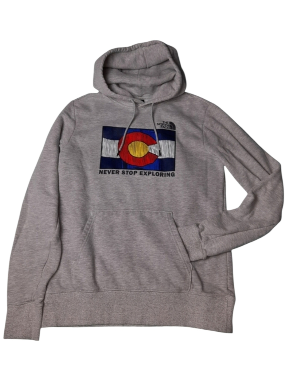 The North Face Never Stop Exploring Graphic Hoodie Pullover Gray SZ S